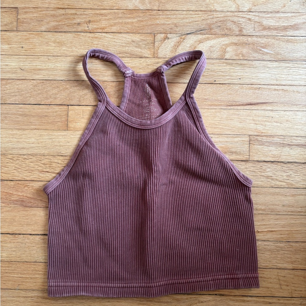 Free people activewear -  Ribbed Racerback Crop Tank - Mauve Pink